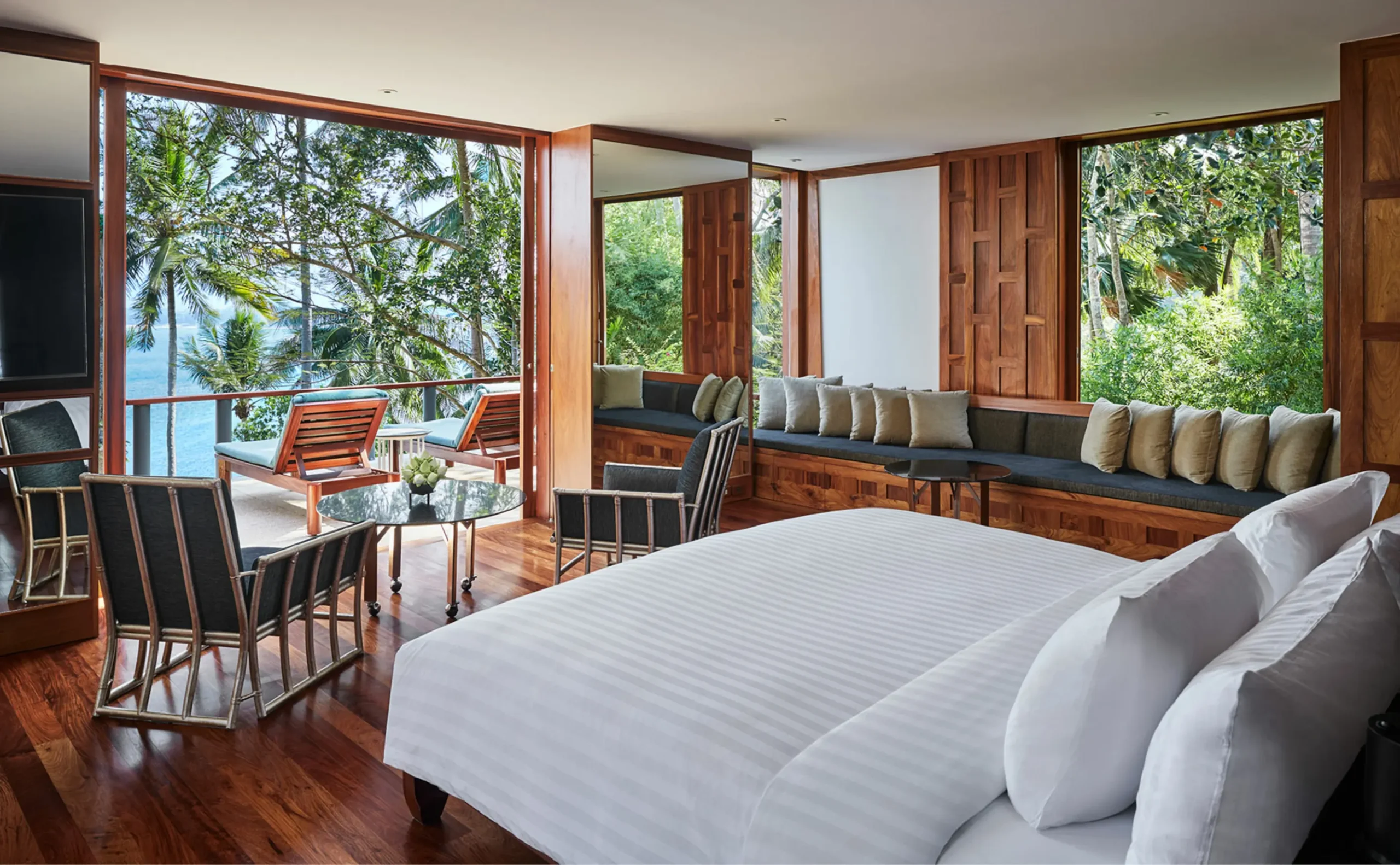 Ocean-view bedroom pavilion at Amanpuri with a private terrace